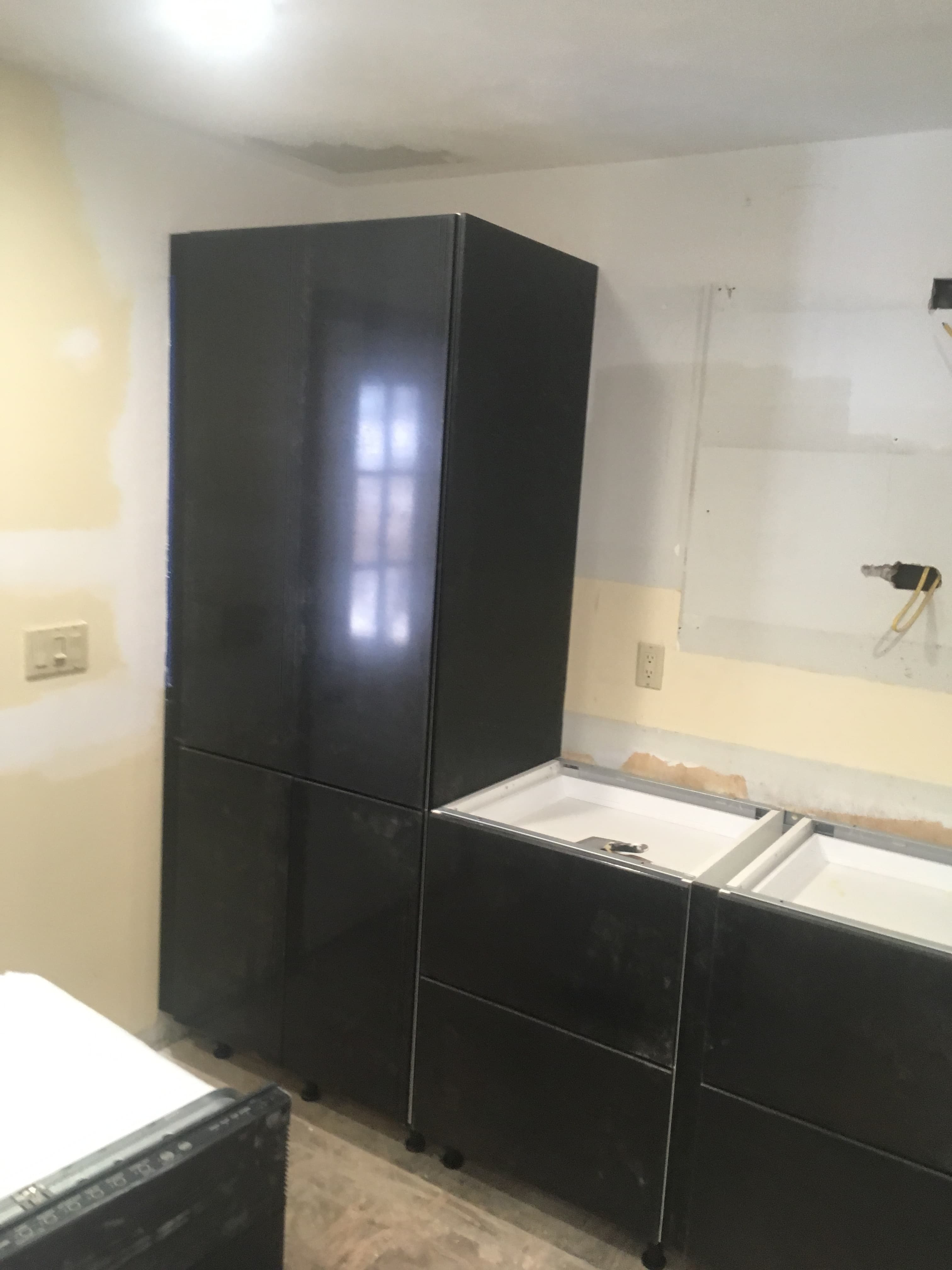 kitchen installation in progress, view 1