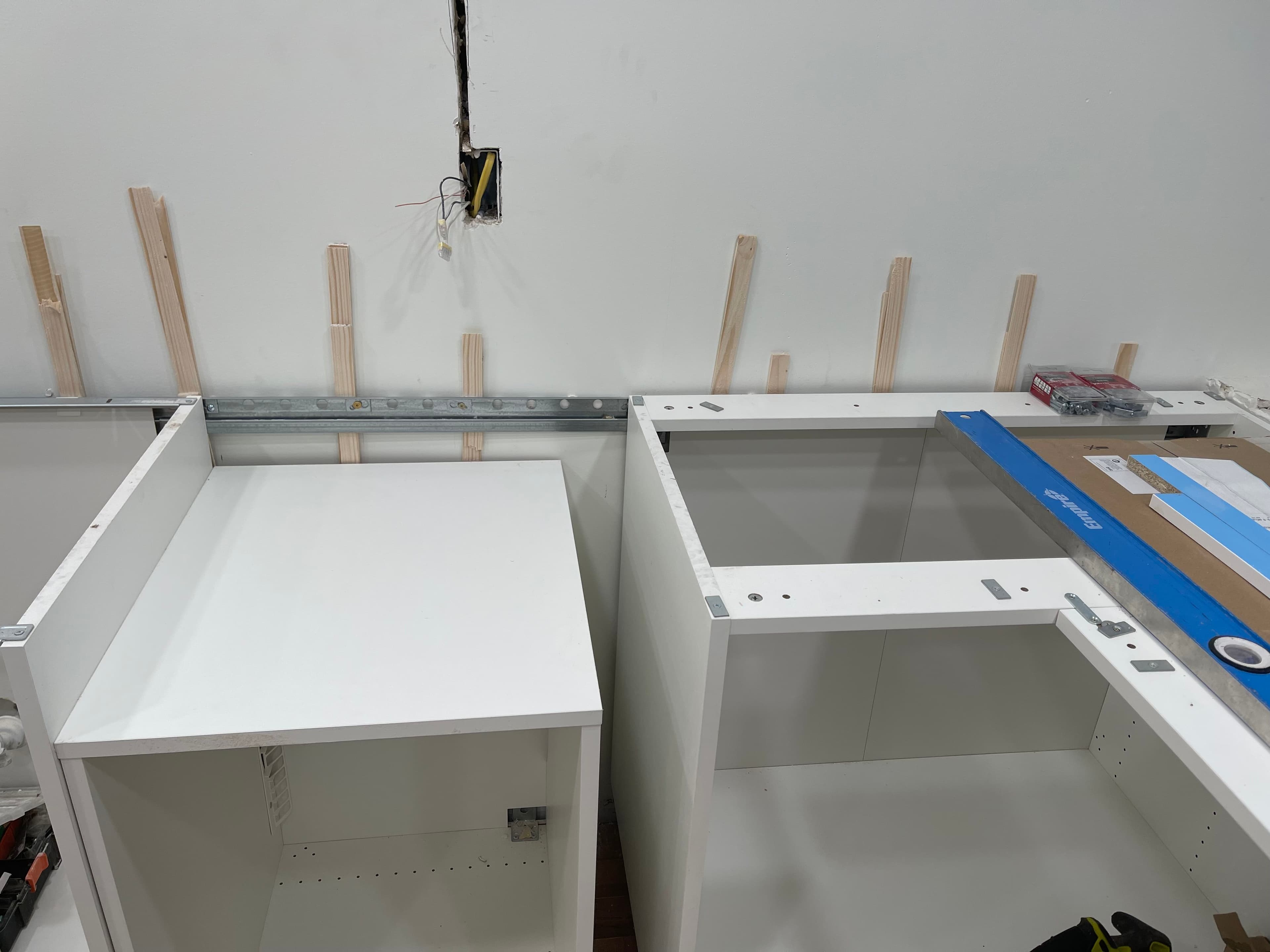kitchen installation in progress, view 1