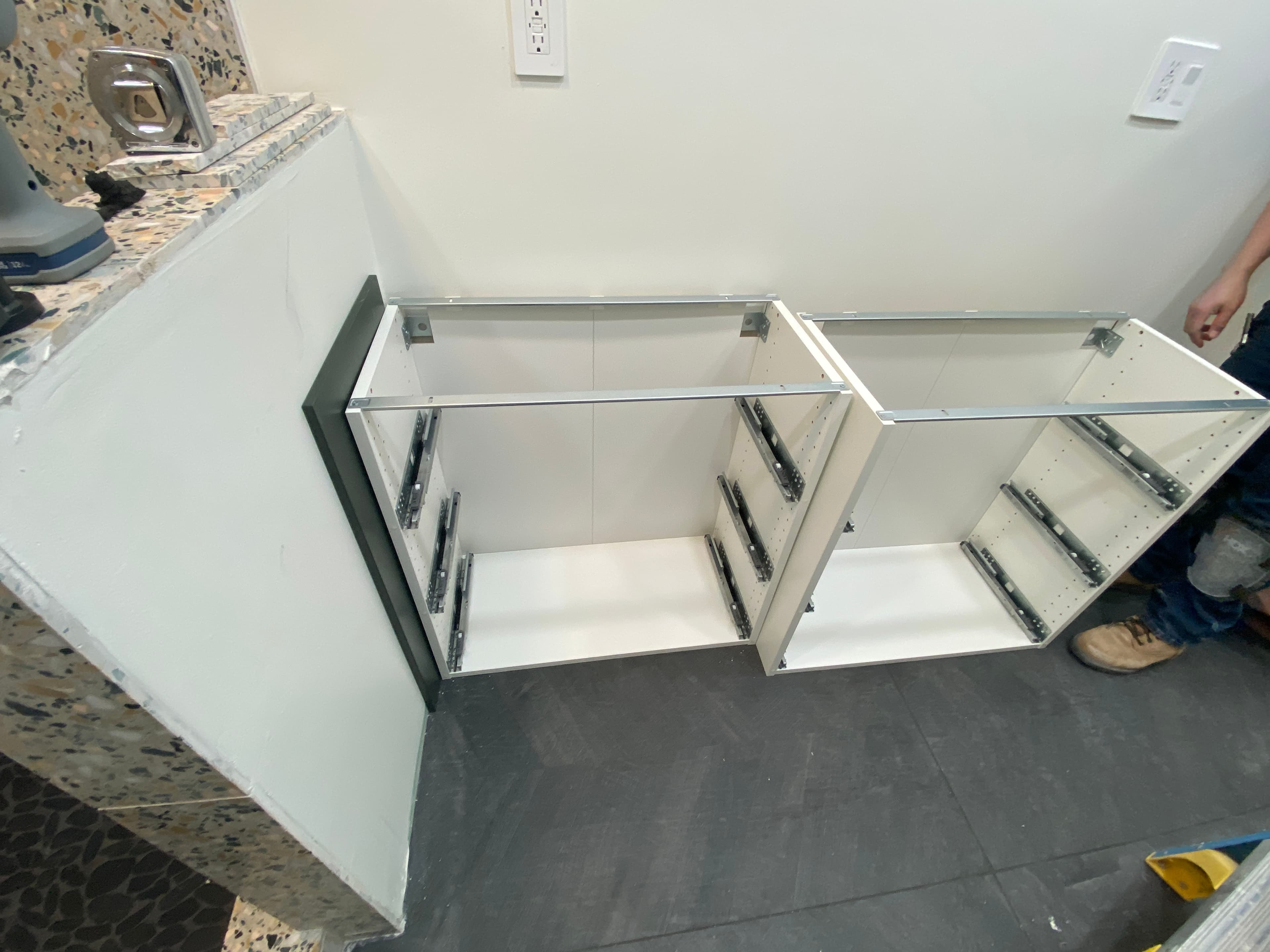 primary bathroom installation in progress, view 1