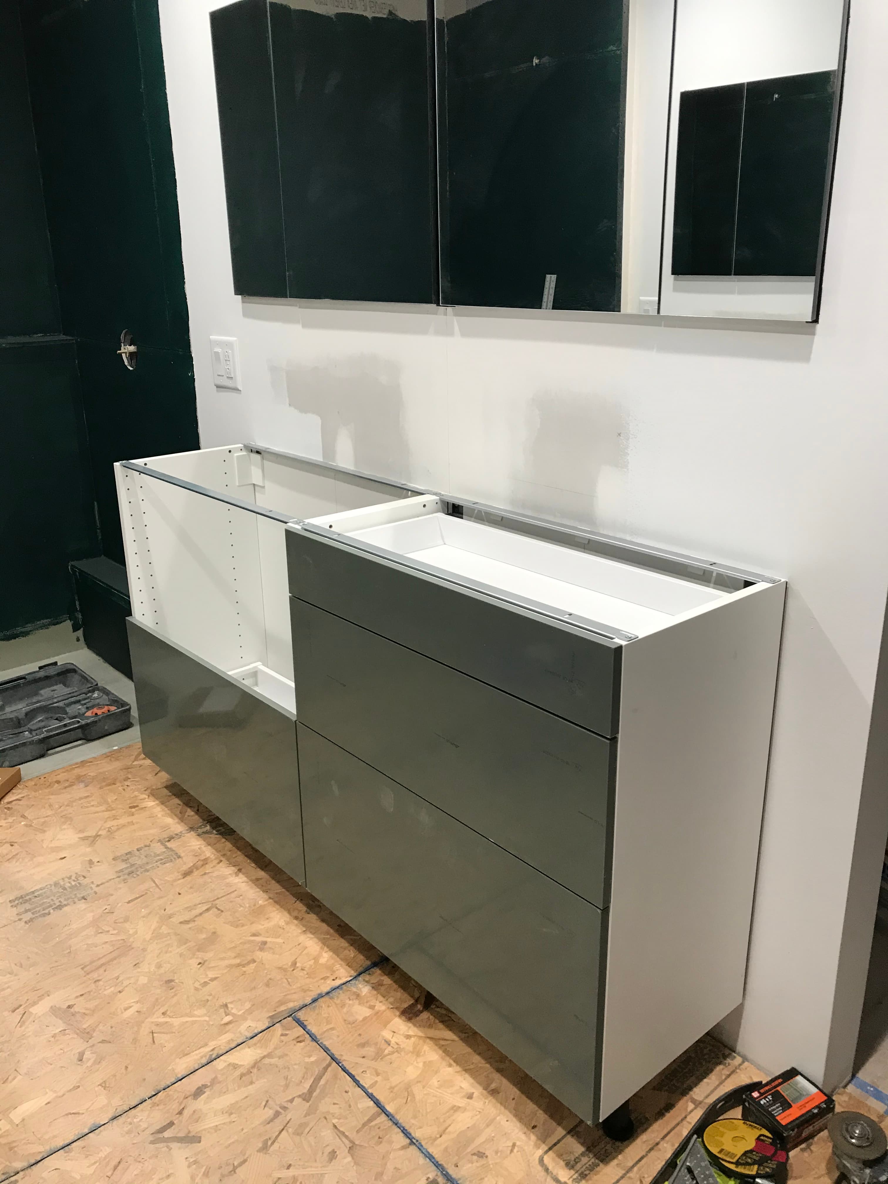 primary bathroom installation in progress, view 3